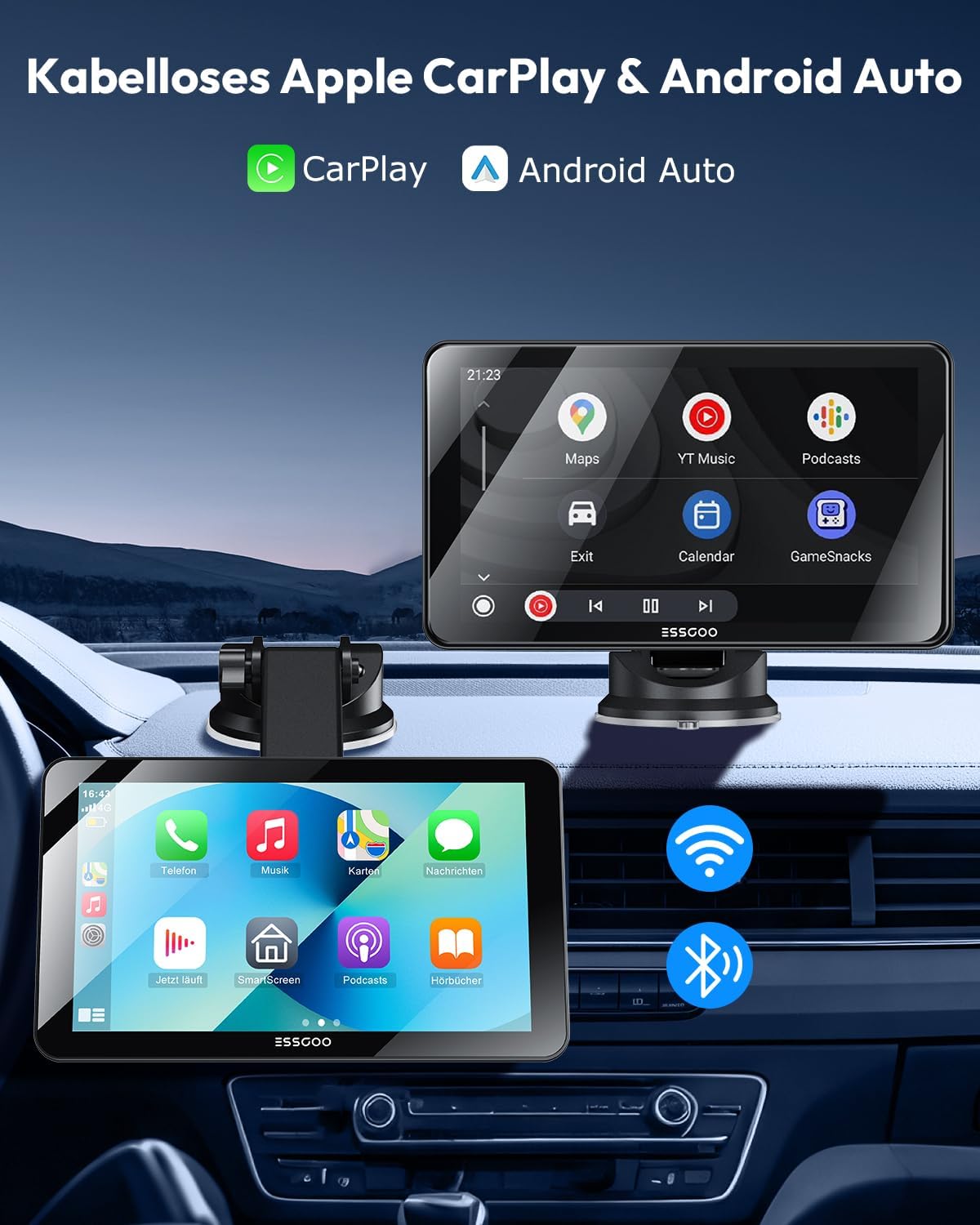 Detalle 2 de ESSGOO Carplay Android Auto Display 7 Zoll