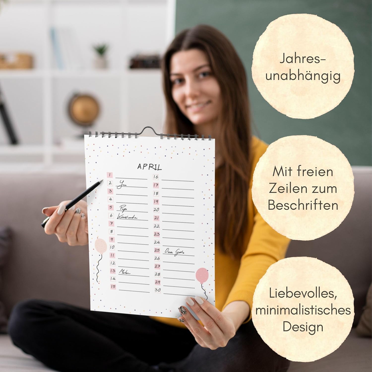 Thumbnail 2 de Geburtstagskalender jahresunabhängig als Dauerkalender (undatiert) – A4 zum Eintragen von Geburtstagen