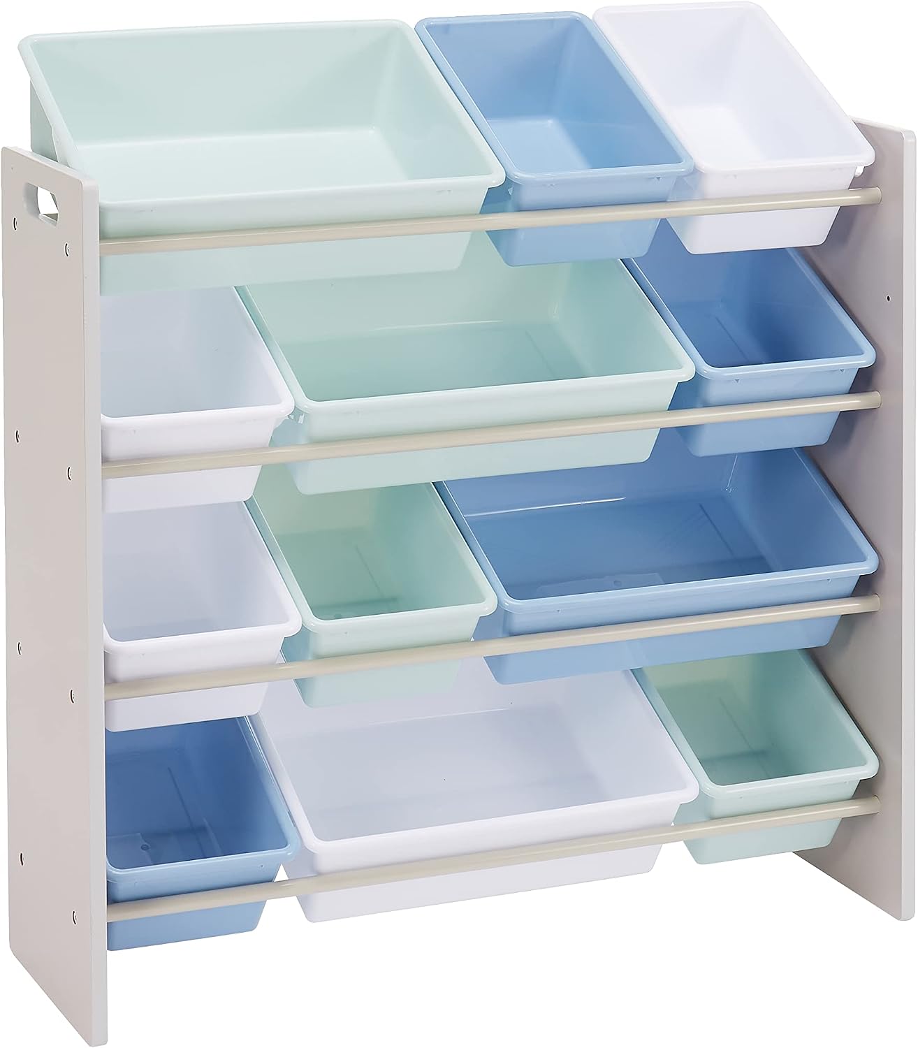 Detalle de Amazonベーシック 841376 おもちゃ収納ラック 12個の着脱式ケース付き 85×28×79cm