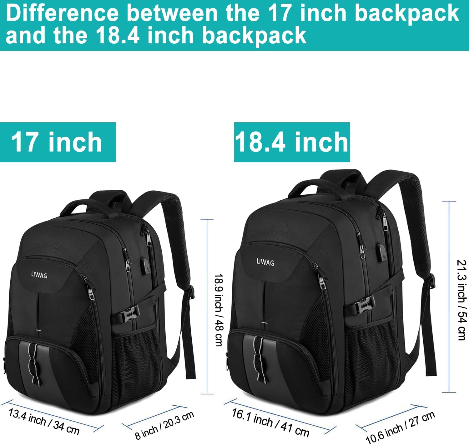 Detalle 1 de 18.4 inch 55L Laptop Backpack with USB