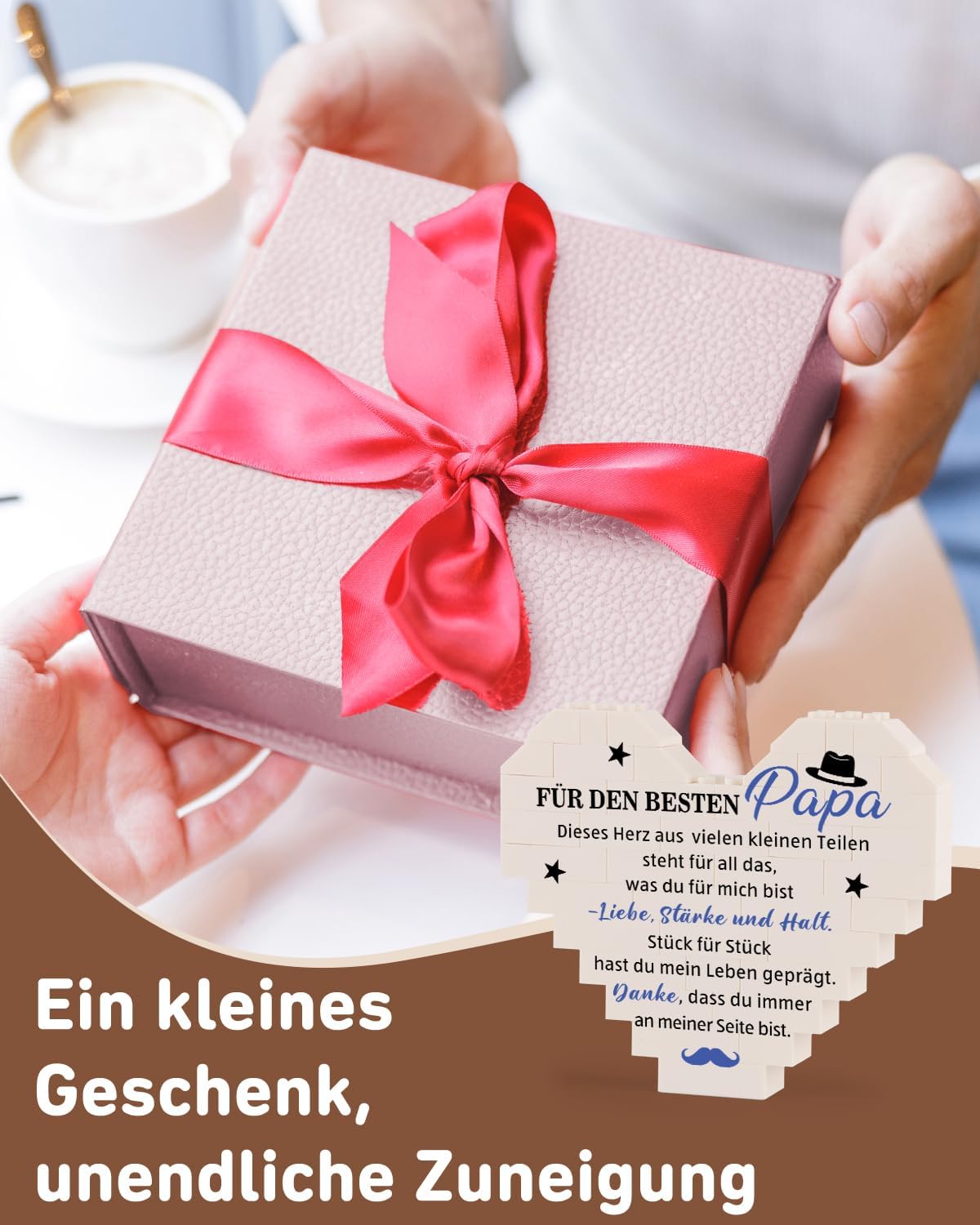 Detalle 2 de TheGiffter Herz-Würfel: Vatertagsgeschenk und Dekor für Papa – eine berührende Verbindung
