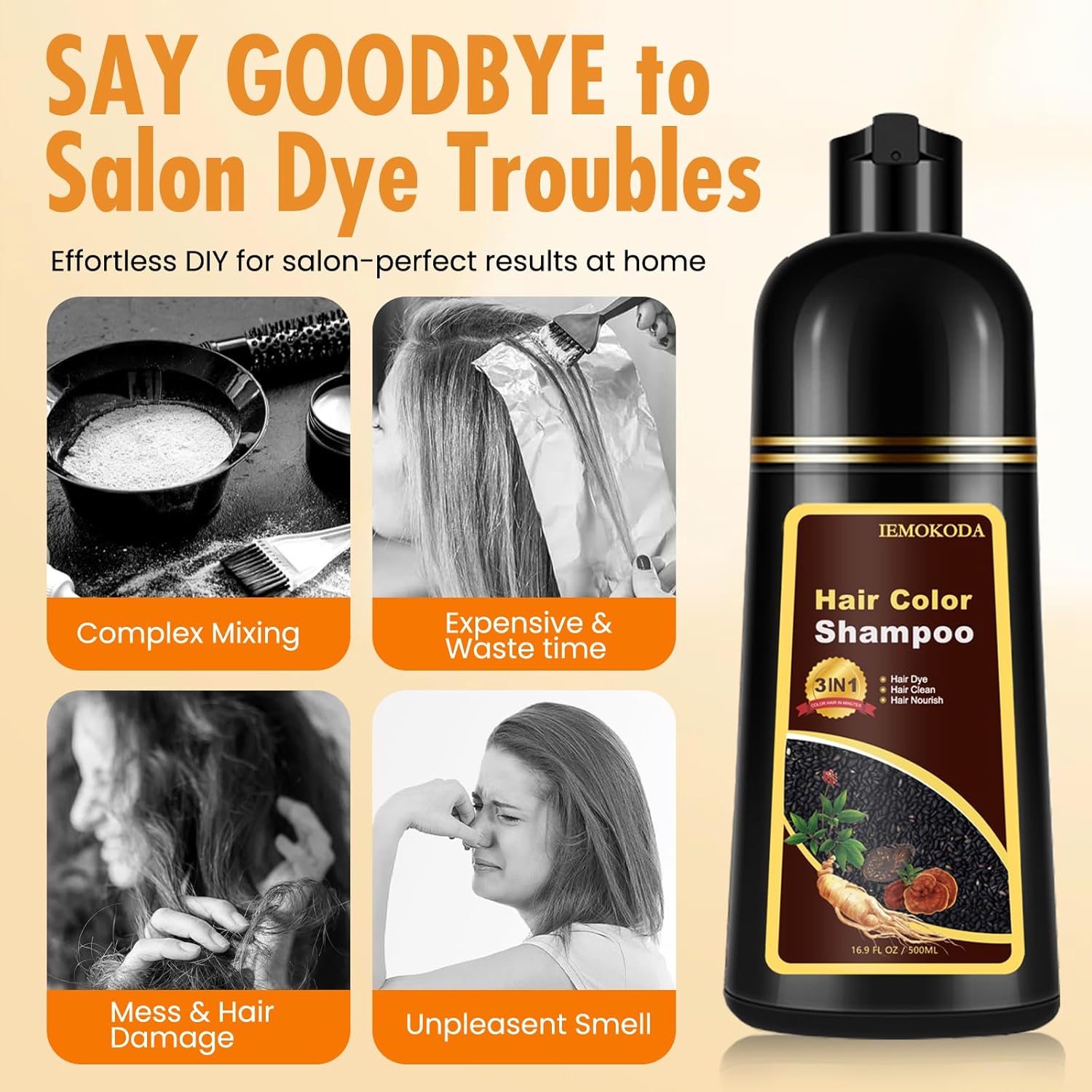 Detalle de Fedulili Wine Red Hair Dye Shampoo, 3-in-1 Color, Cleanse & Nourish, 16.9 fl oz