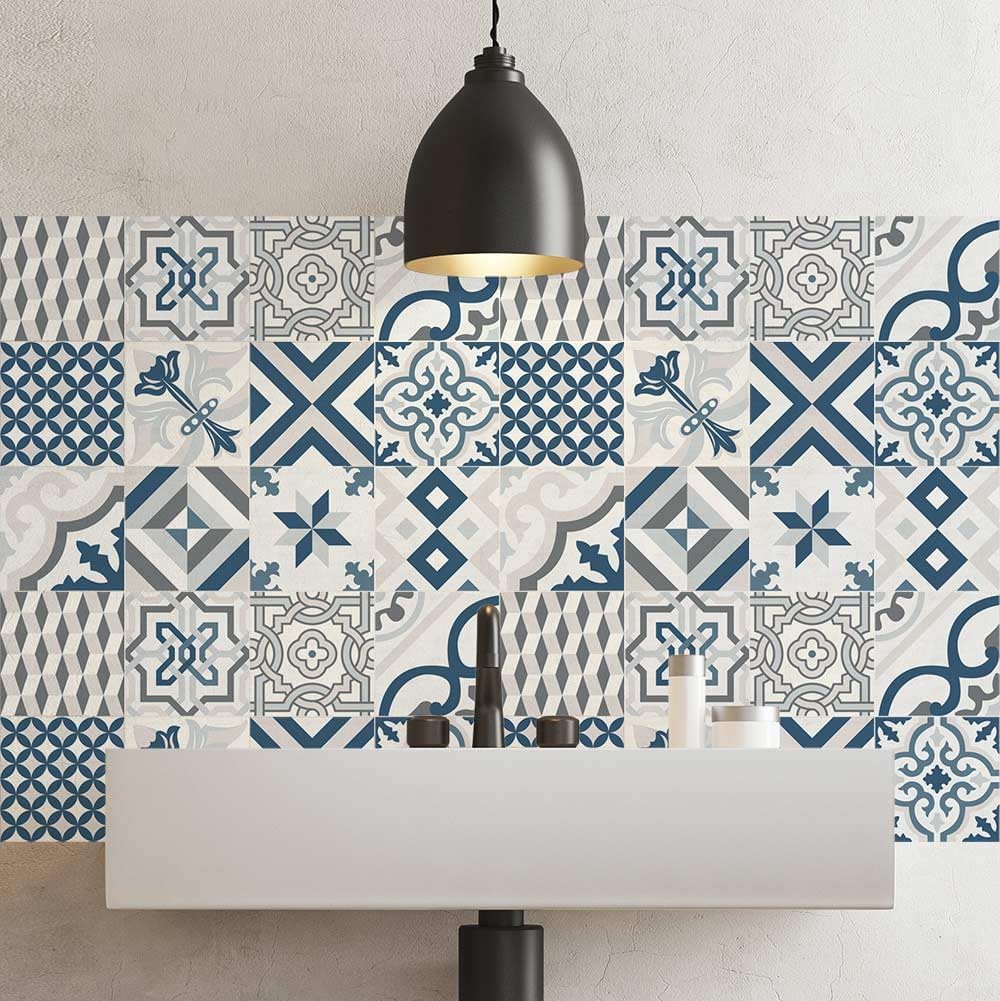 Detalle de RE-COVERTILES Adesivi piastrelle cucine e bagni in PVC impermeabili anti-graffiti, set da 10 pezzi 20x20 cm