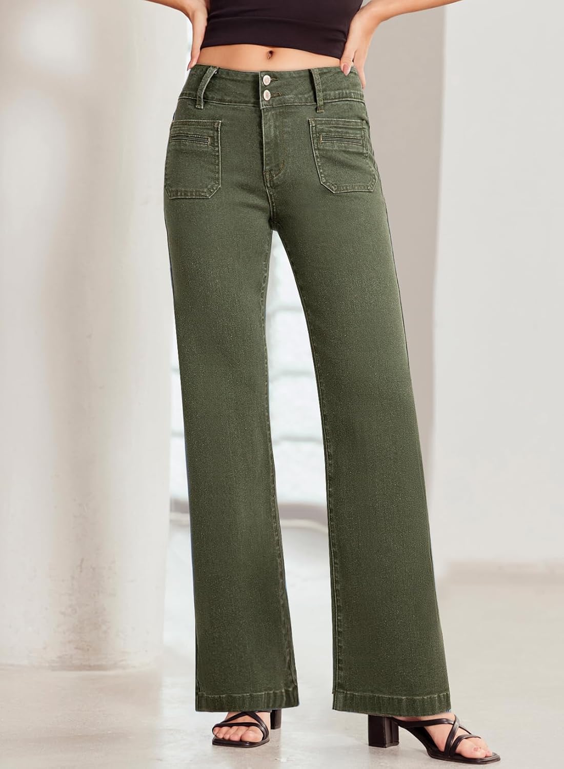 Thumbnail 3 de SIDEFEEL Women’s High-Waisted Wide Leg Jeans with Tummy Control & Front Pockets