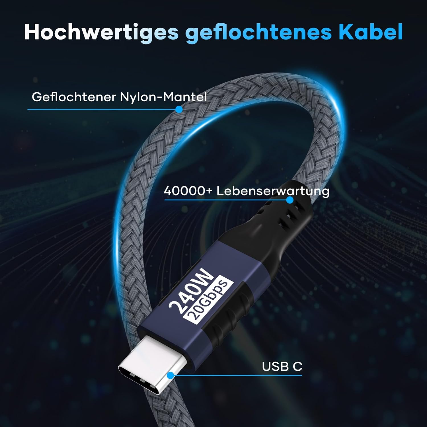 Thumbnail 6 de USB-C auf USB-C Kabel 1,5 m – 240 W PD 3.1, 20 Gbit/s, 5K/4K Videoübertragung