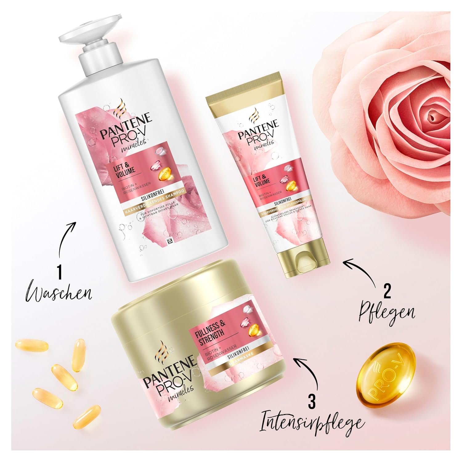Thumbnail 3 de Pantene Pro-V Lift & Volume Haarverdickendes Shampoo mit Biotin – silikonfrei, 1000 ml Pumpflasche