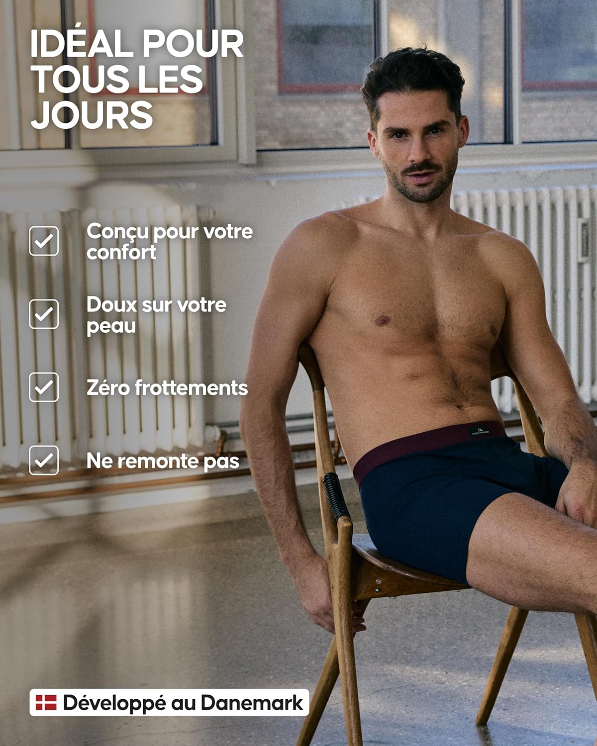 Thumbnail 3 de Danish Endurance Lot de 3 Boxers élastiques en coton pour Homme