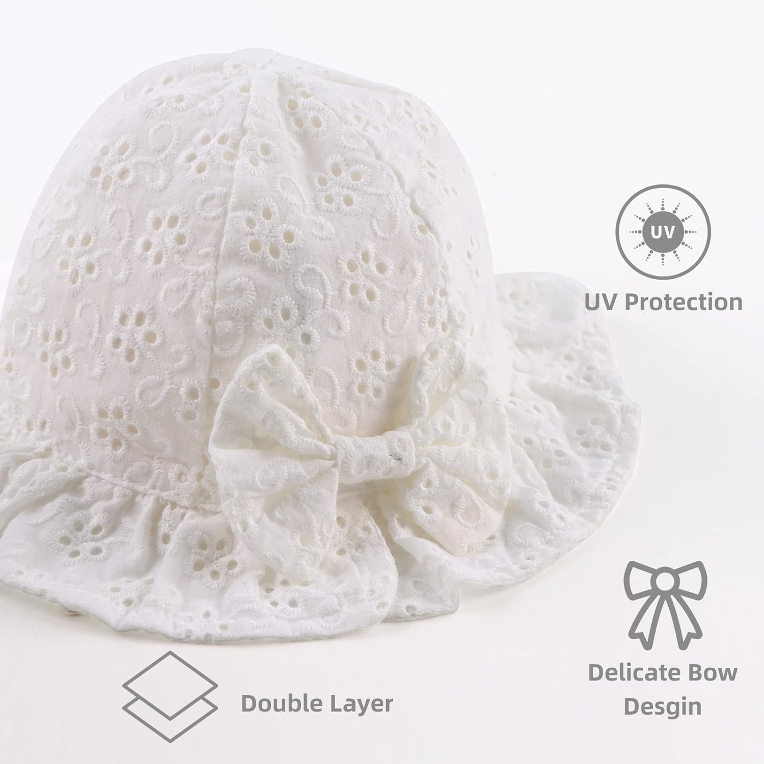 Thumbnail 4 de XIAOHAWANG Baby Girl Sun Hat Embroidered Flowers