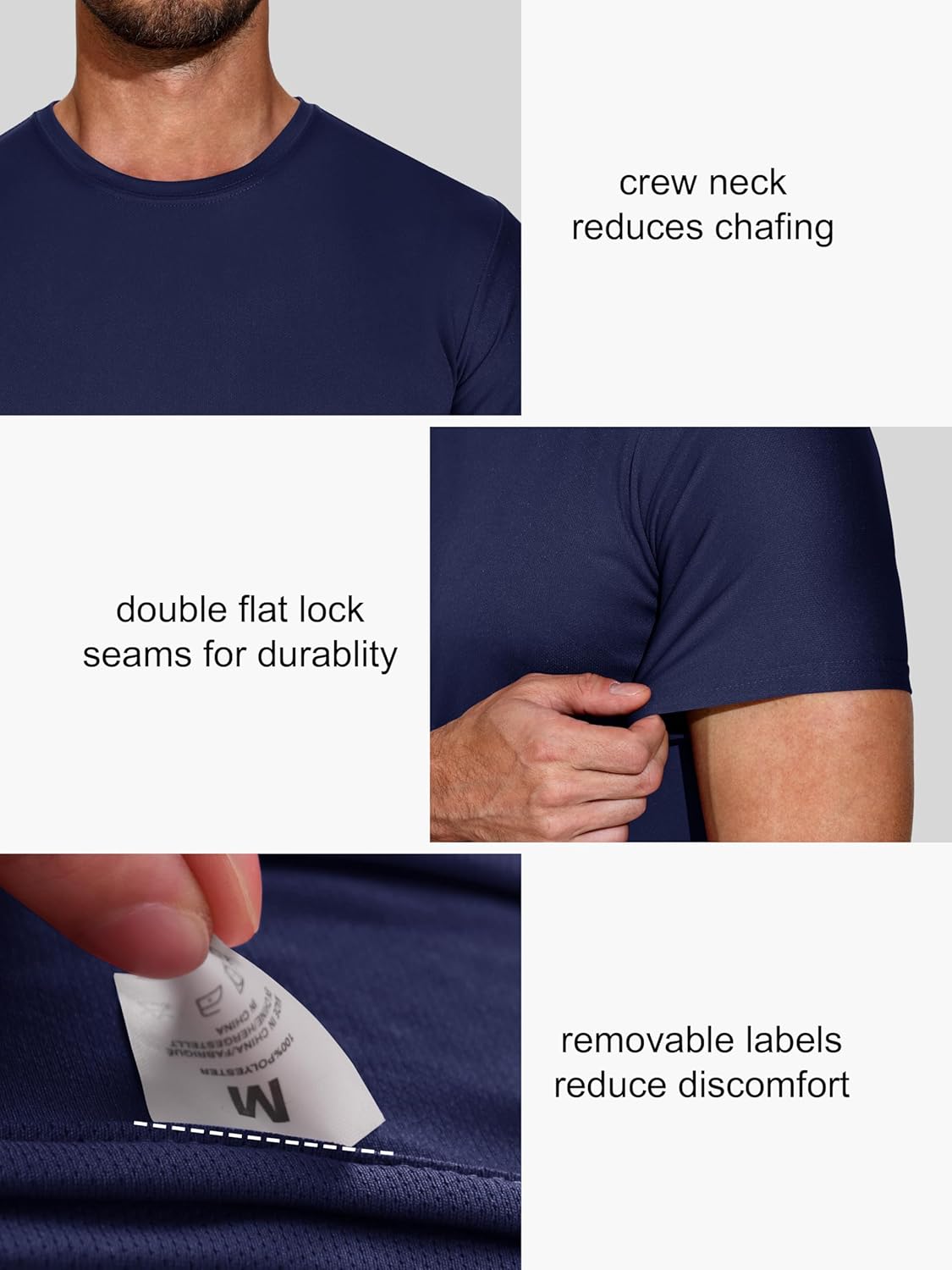 Thumbnail 4 de E-LIINJOYE 5 Pack: Mens Sport T-Shirts – Moisture-Wicking, Quick-Dry Short Sleeves