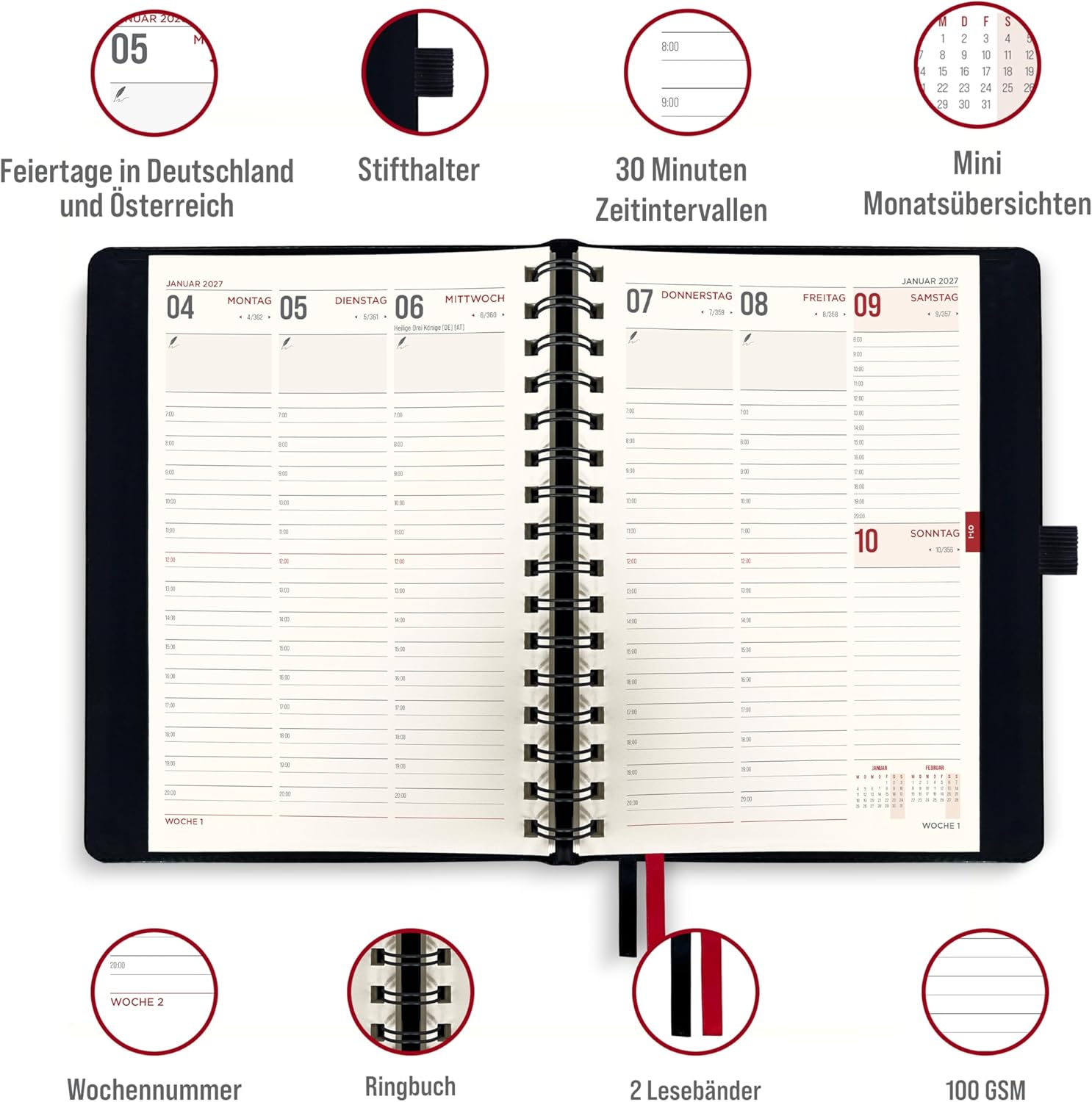 Thumbnail 2 de colortouch Terminplaner 2026/2027 – Kalender A5 im Ringbuch, 14 Monate Juli 2026 bis August 2027