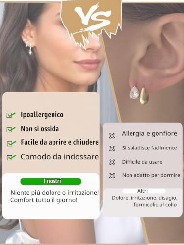 Detalle de Set di 3 paia orecchini a cerchio piccoli in argento sterling Aretas – Orecchini sovrappponibili ipoallergenici