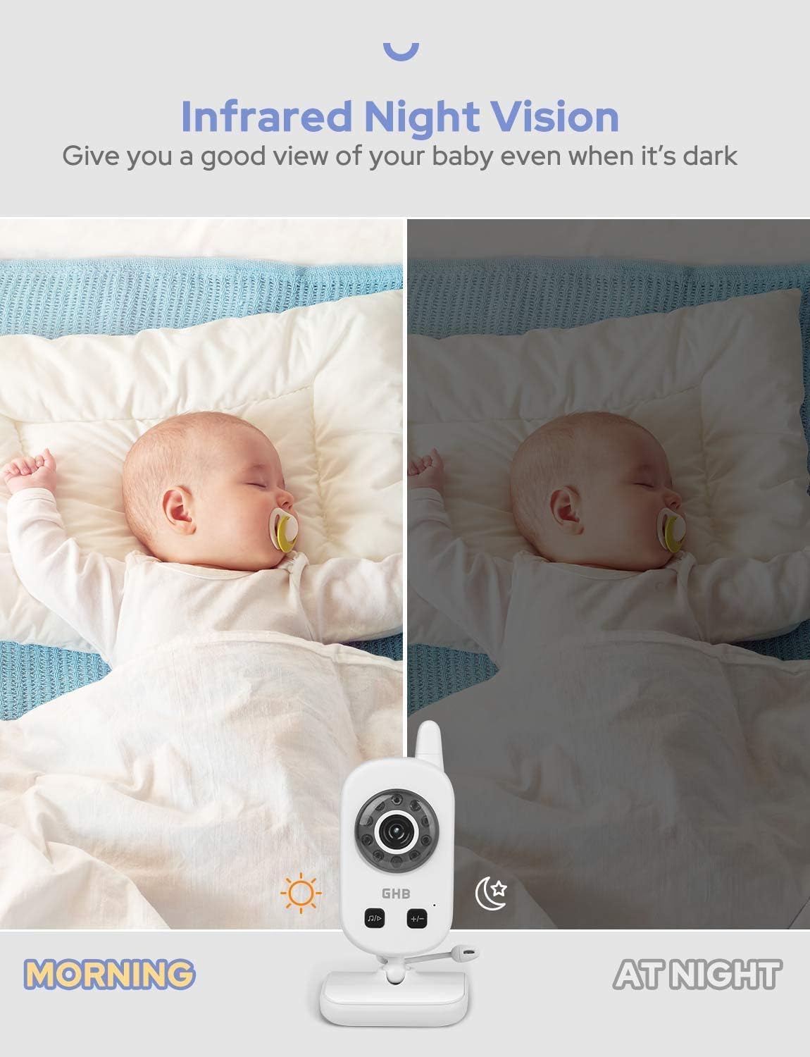 Thumbnail 2 de GHB Baby Monitor with Camera and Night Vision (2.4-Inch Display)