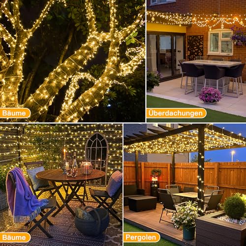 Thumbnail 7 de Ollny Außen-Lichterkette 40/80 m – 400 LED, IP44, dimmbar, 8 Modi, Timer