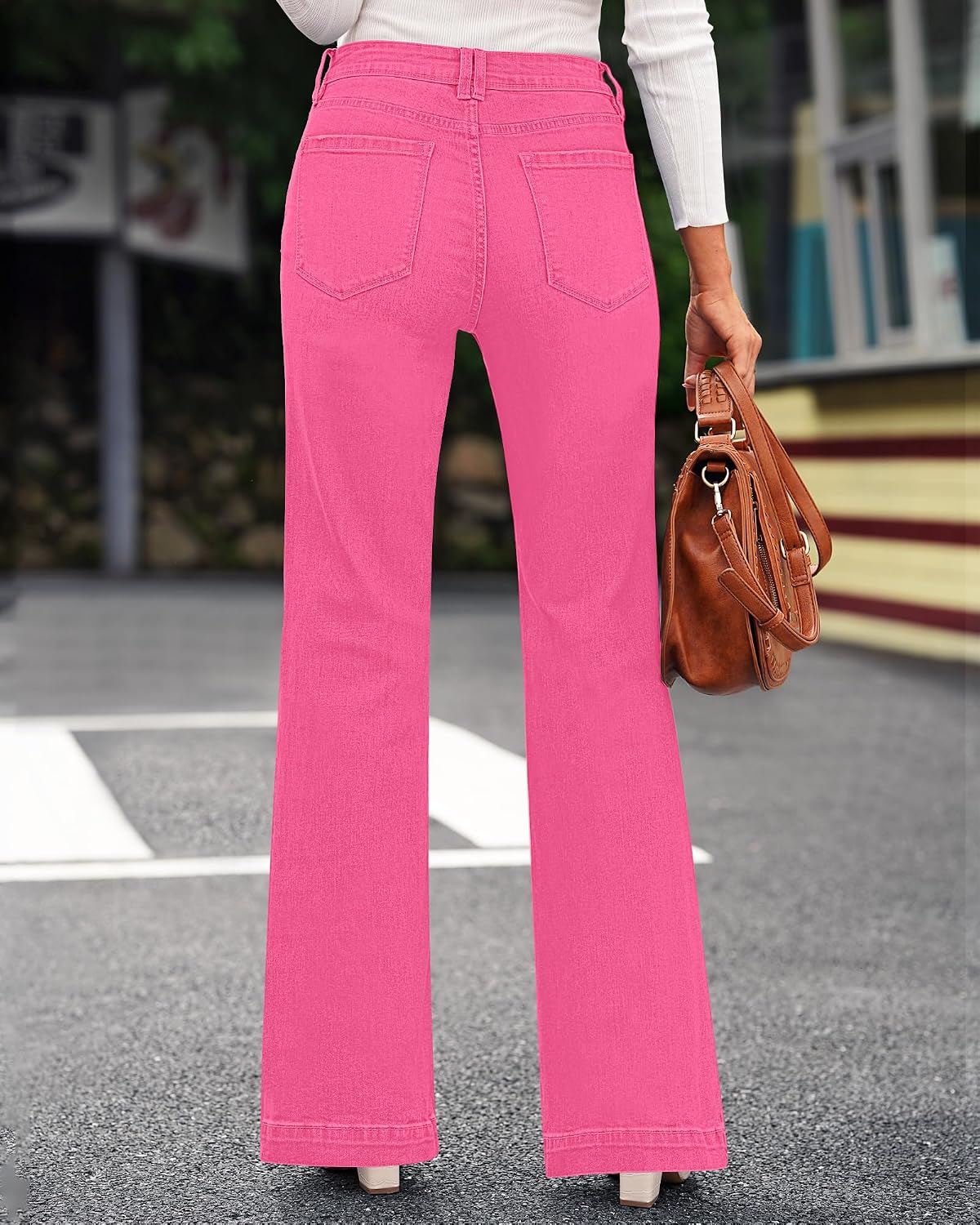 Detalle de GRAPENT GP-PAGHGCGH Women's High-Rise Flare Jeans with Stretch Denim