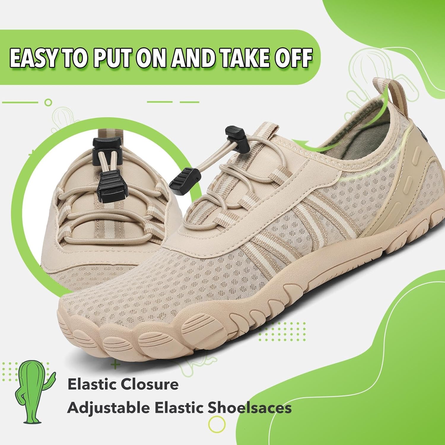 Detalle de SAGUARO Unisex Barfuß Badeschuhe – rutschfeste, schnell trocknende Wasserschuhe mit Drainagelöchern, Größe 36–48