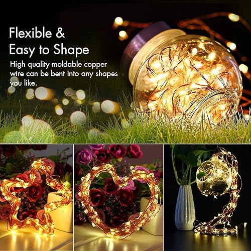 Detalle de Lezonic Solar String Lights, 2-Pack: 240 LED, 80ft of Outdoor Ambience