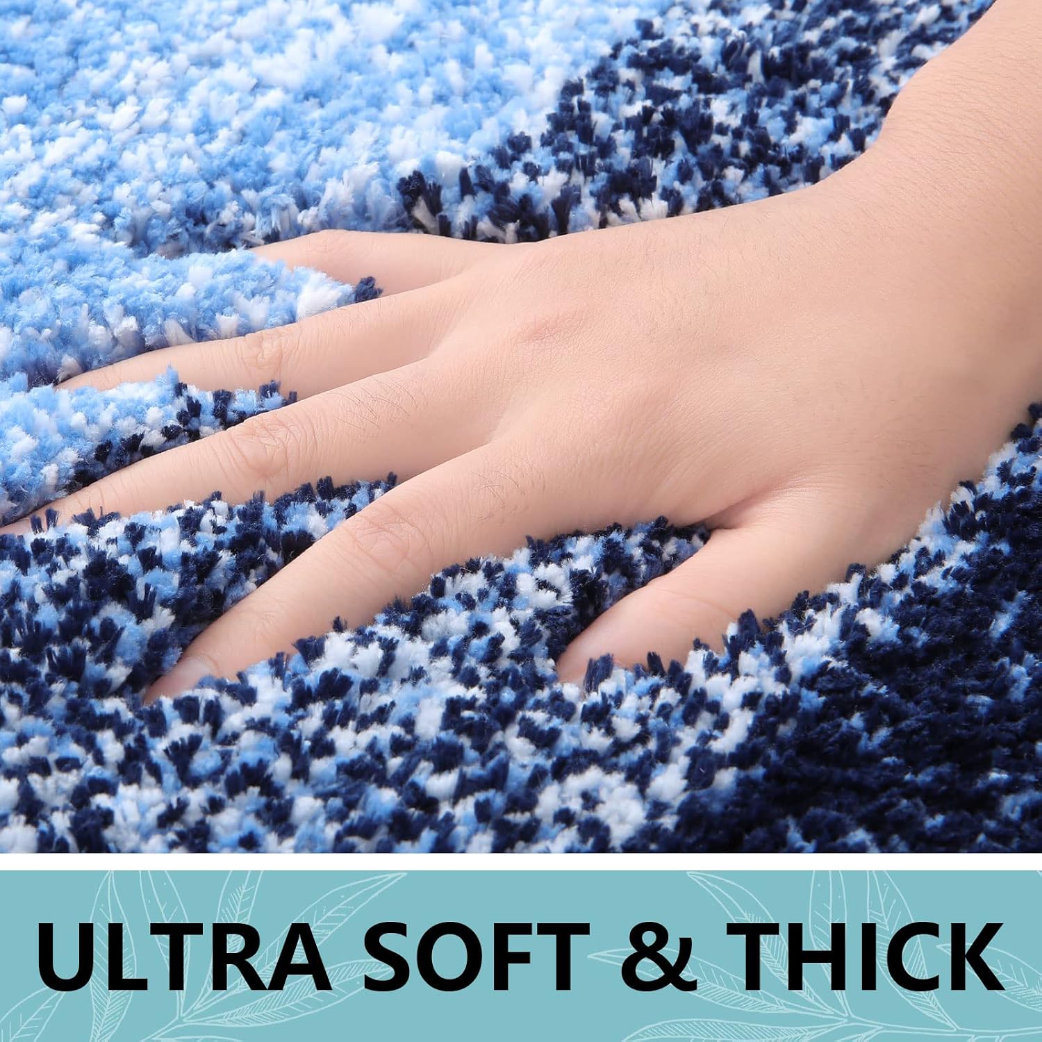 Thumbnail 3 de Arotive Microfiber Shaggy Bathroom Rug (24x16) with Non-Slip Rubber Backing, Blue