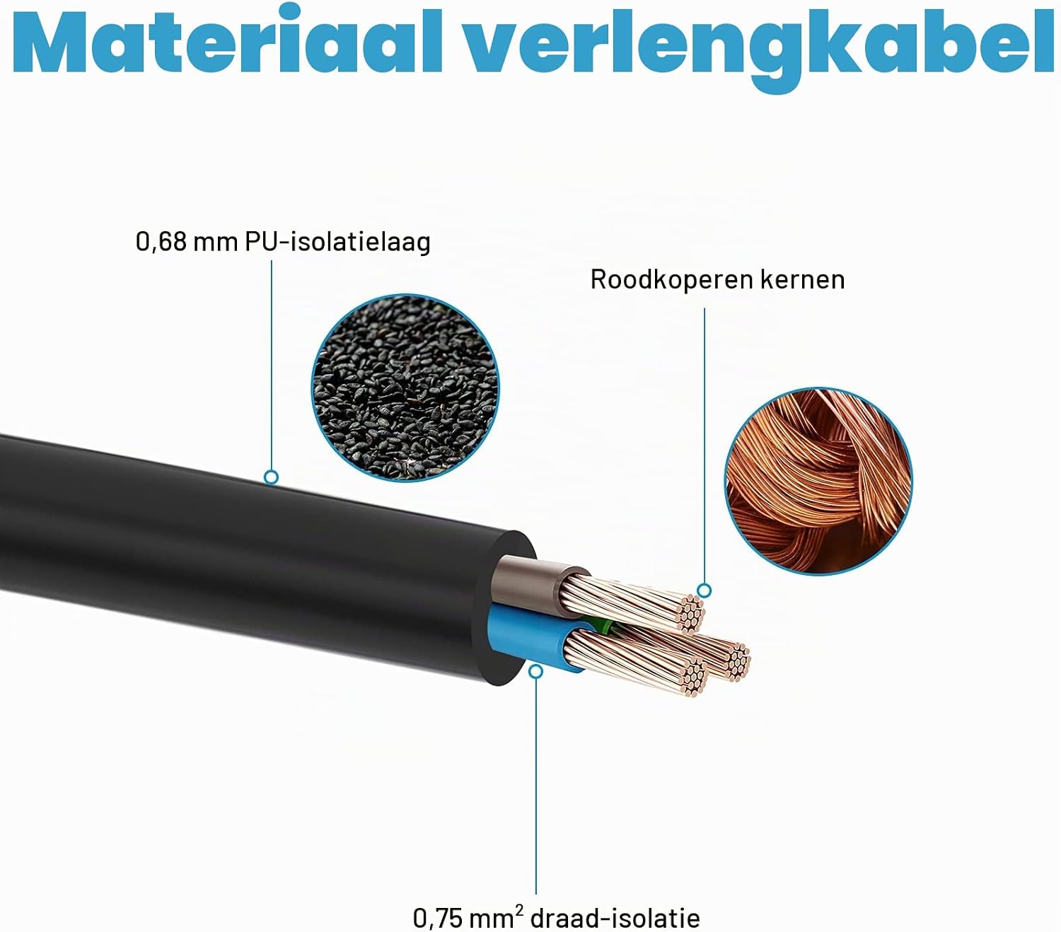 Detalle de PABANCE spiraalkabel 0,8–5 m met geaarde Schukostekker en open uiteinde
