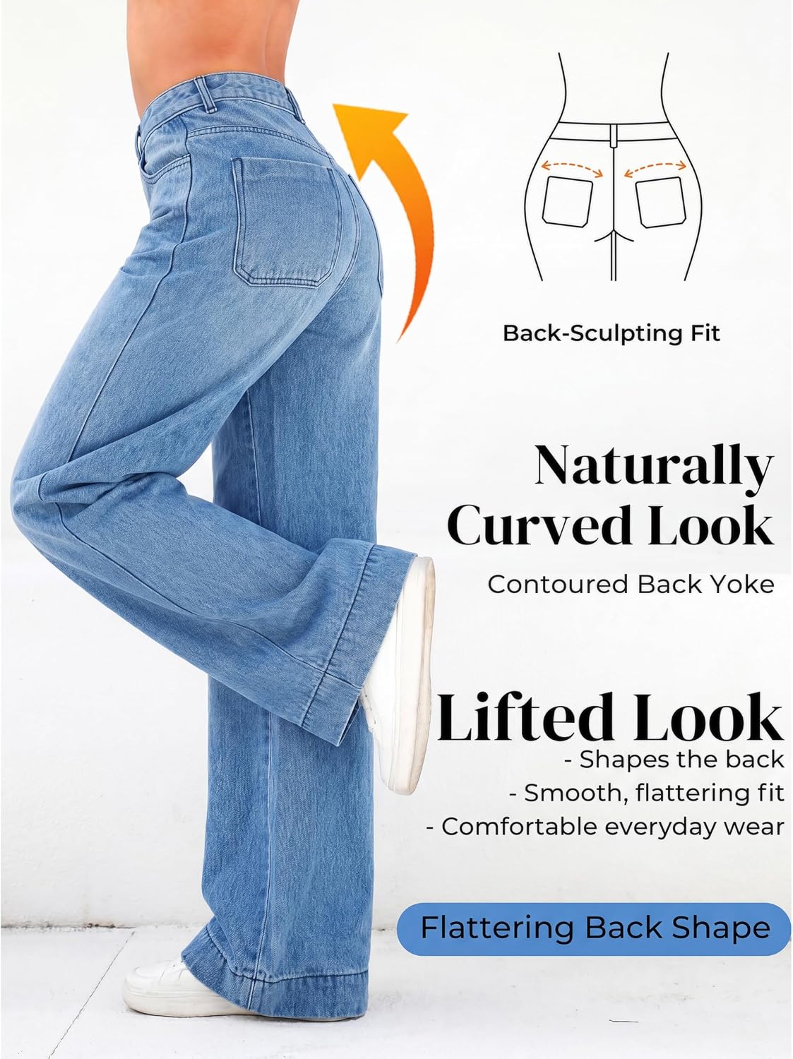 Thumbnail 4 de EMMIOL Women’s 2026 Wide-Leg Distressed Mid-Waist Jeans (Vintage Y2K Baggy Denim)