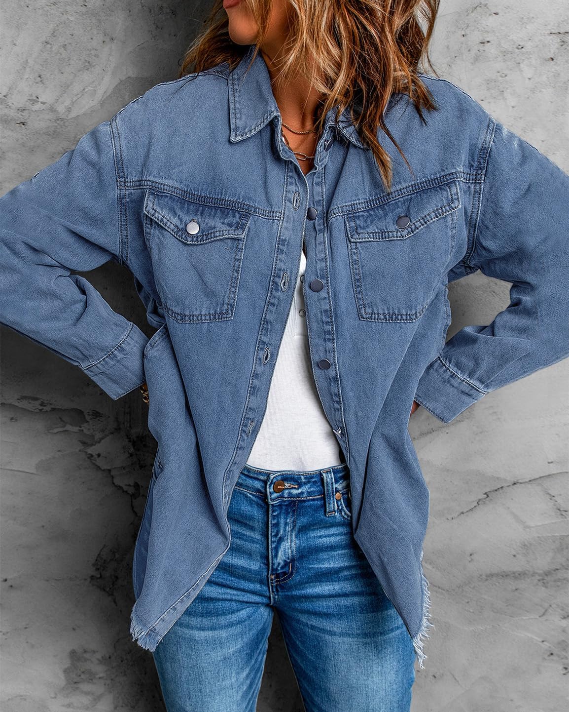 Thumbnail 4 de Vetinee Oversized Denim Shacket Blue 💙