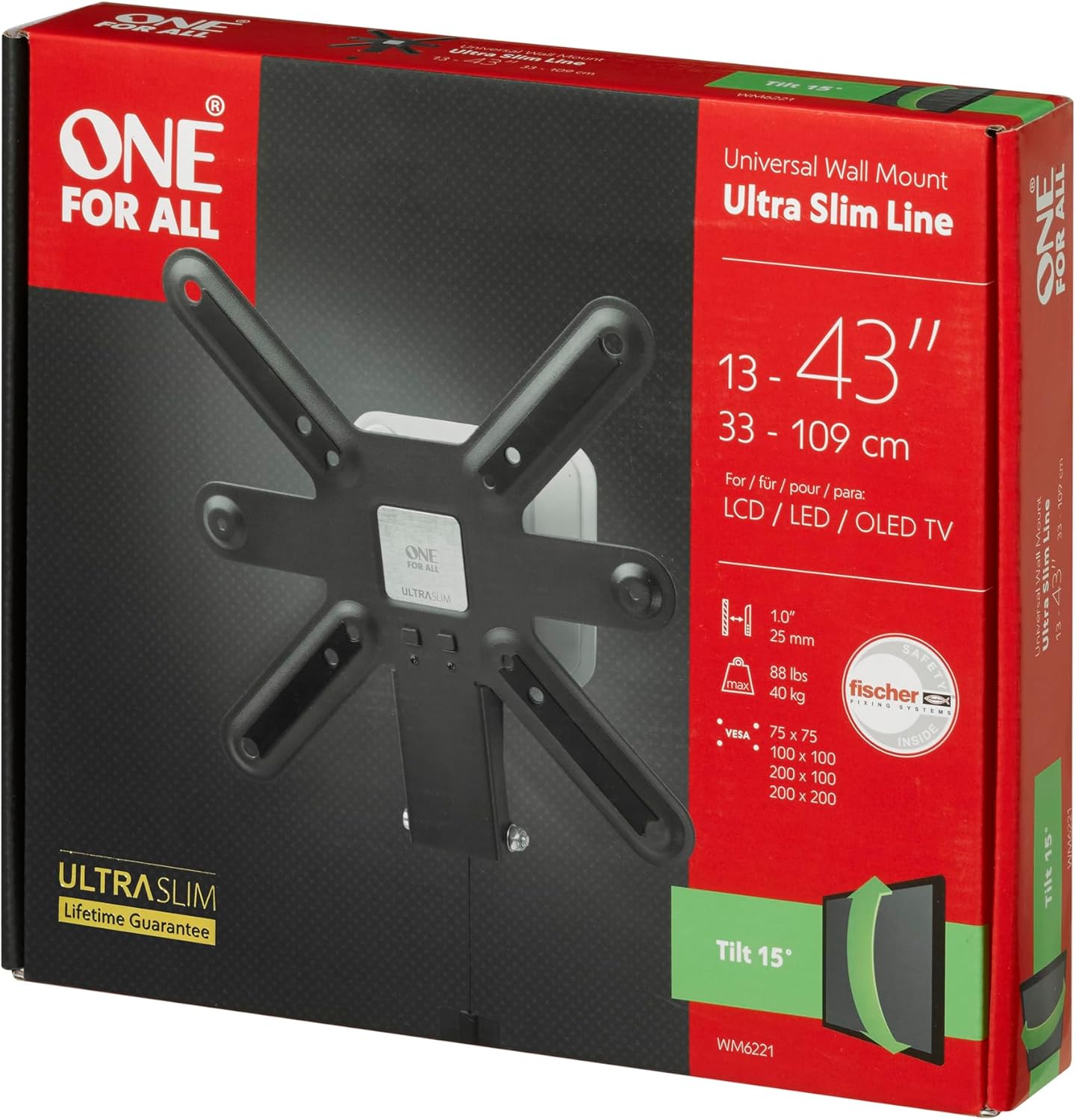 Thumbnail 3 de One For All WM6221 für All TV-Wandhalterung neigbar (13–43 Zoll, VESA 75×75 bis 200×200)
