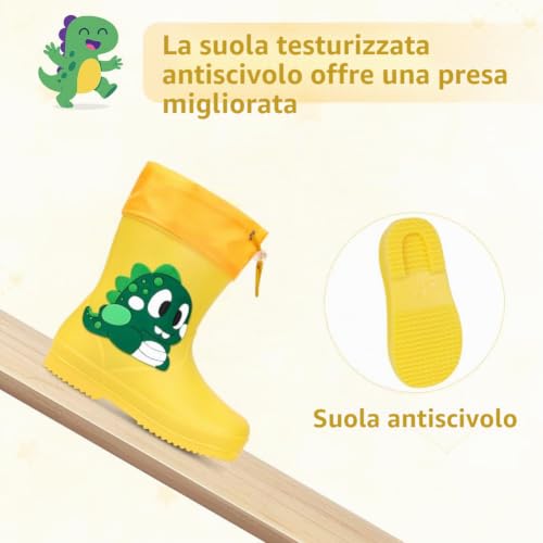 Thumbnail 2 de Aomig Stivaletti da pioggia per bambini EU 24-25 in PVC, dinosauro giallo