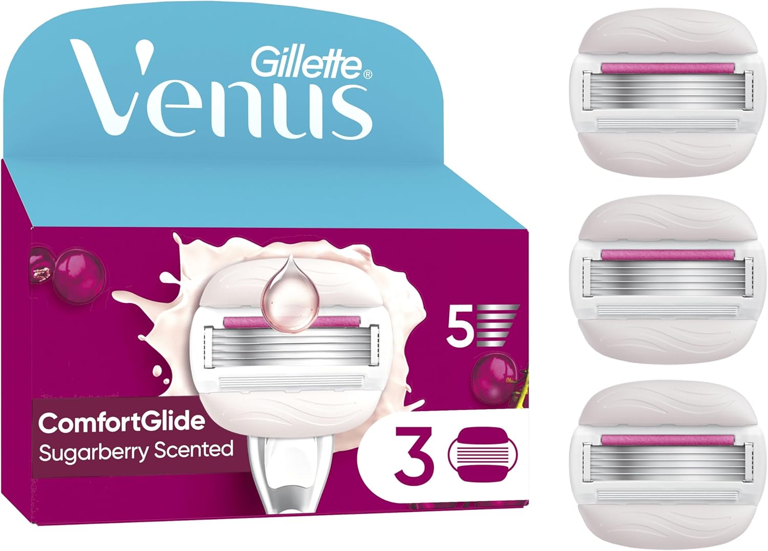 Detalle de Gillette Venus Comfortglide Sugarberry 3-pack razor blades 🪒