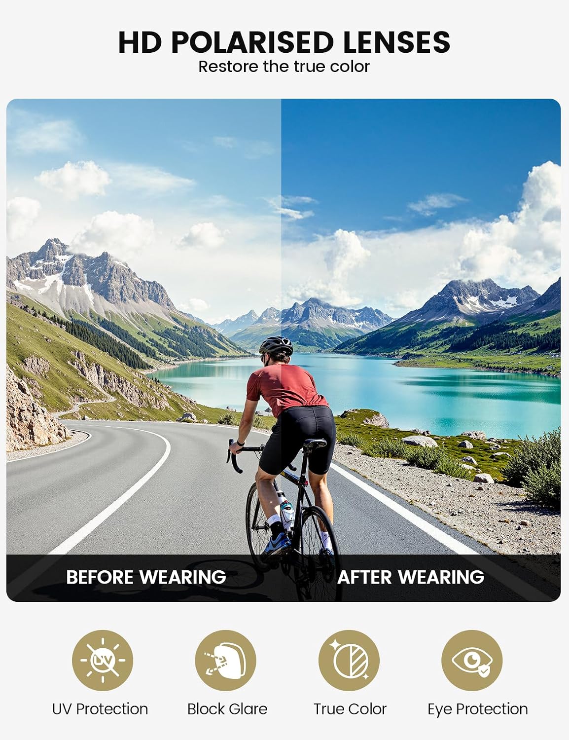 Detalle de Lamicall Polarized Cycling Sunglasses 24g 🕶