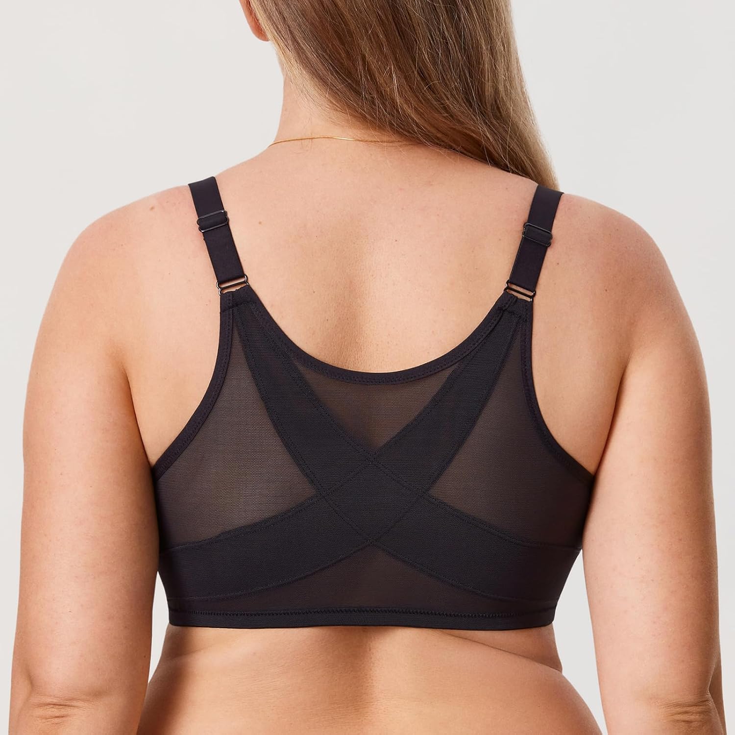 Detalle 2 de Soutien-gorge femme DELIMIRA à armatures et fermeture devant en dentelle, grande taille
