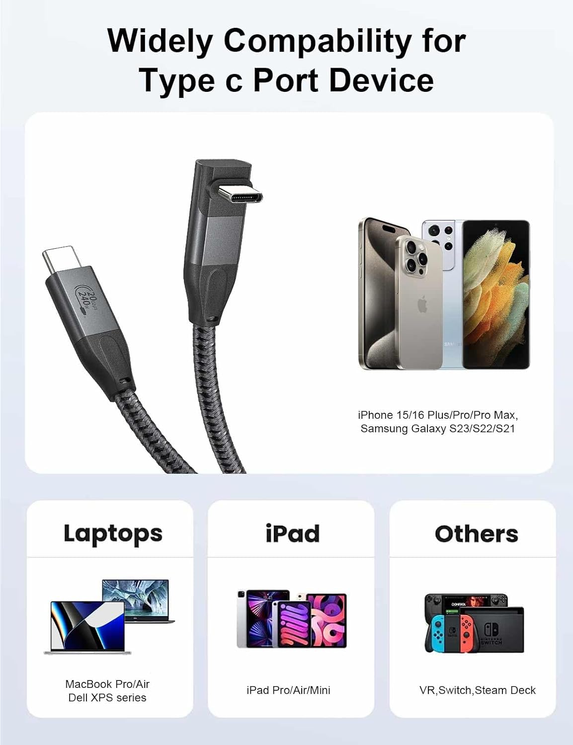 Thumbnail 3 de XAOSUN USB-C 20 Gbit Datenkabel 2 m