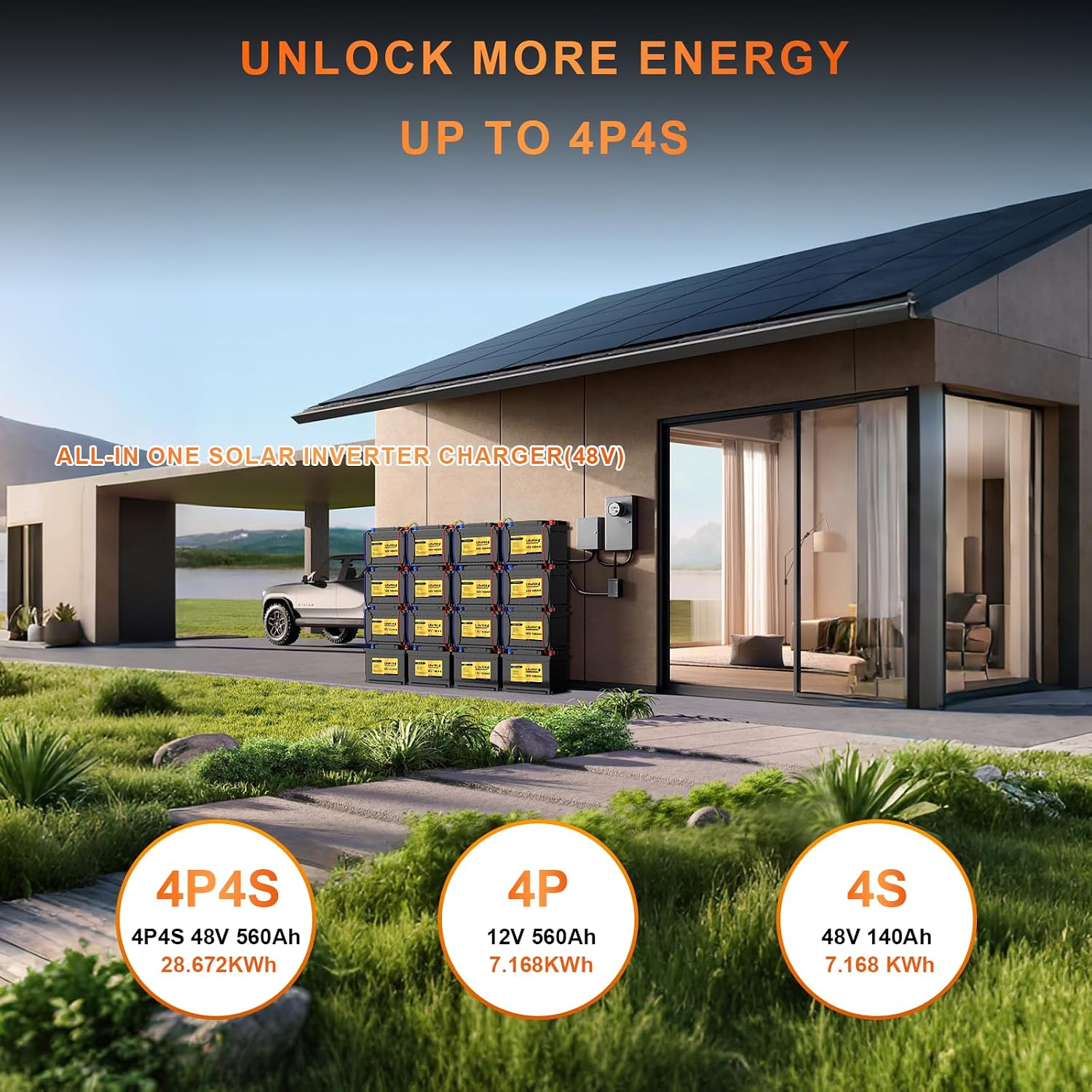 Detalle de LISUATELI 12V 140Ah LiFePO4 Batterie H190 mit Bluetooth 150A BMS – Deep Cycle für Wohnmobile, Solaranlagen und Marine