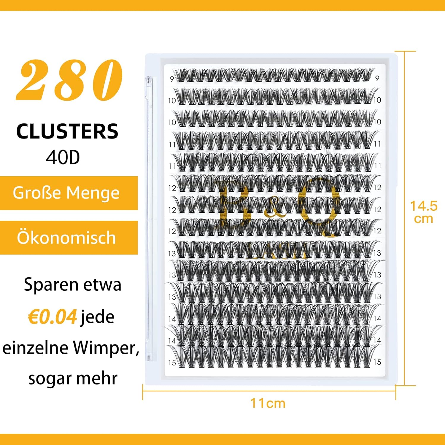 Thumbnail 1 de B&Q Wimpern Extensions 280 Stück: natürliche Lash Cluster (40D, D Curl, 9–16)