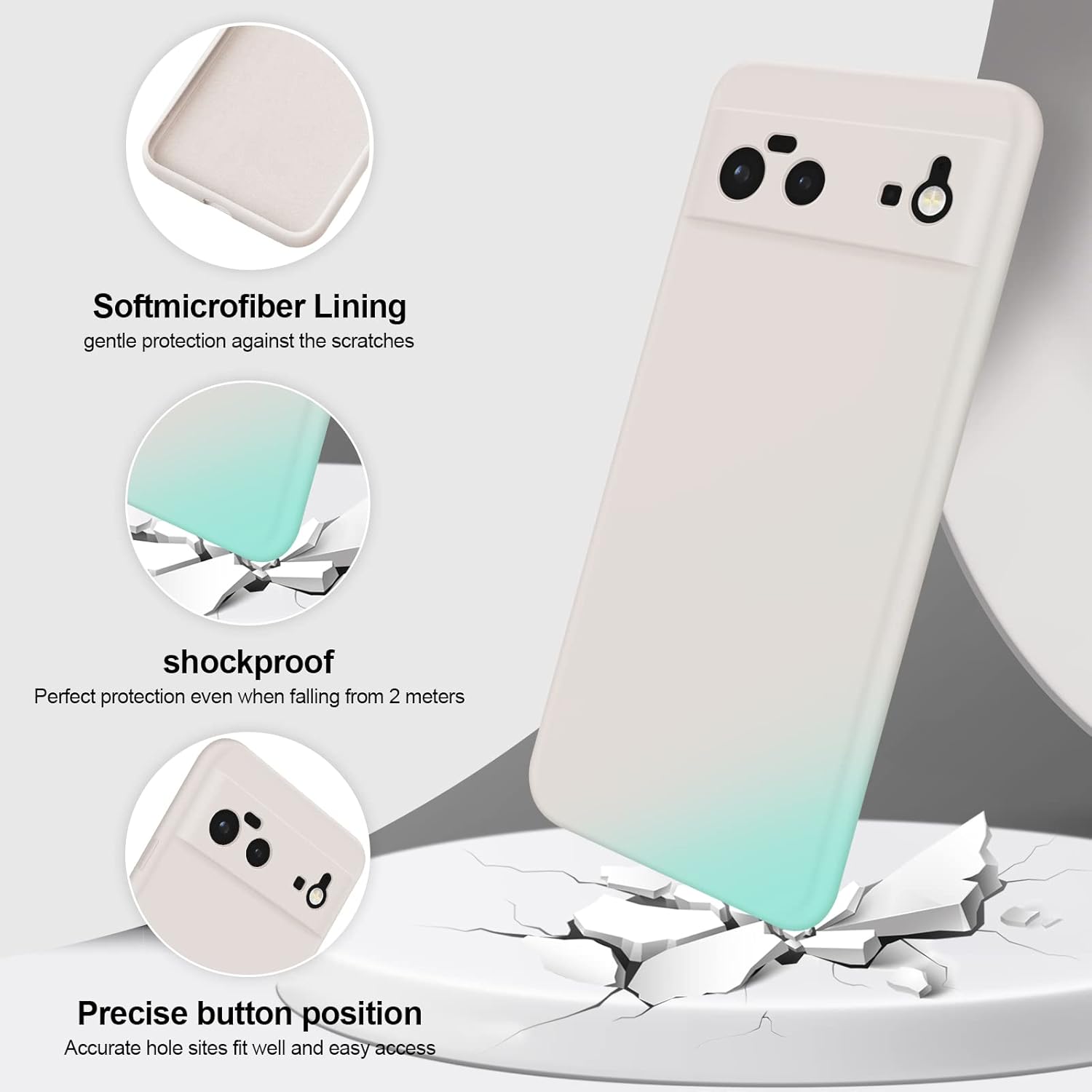 Detalle 2 de GiiYoon Hülle für Google Pixel 6 – hochwertiges Liquid Silicone Case mit Rundumschutz in Weiß