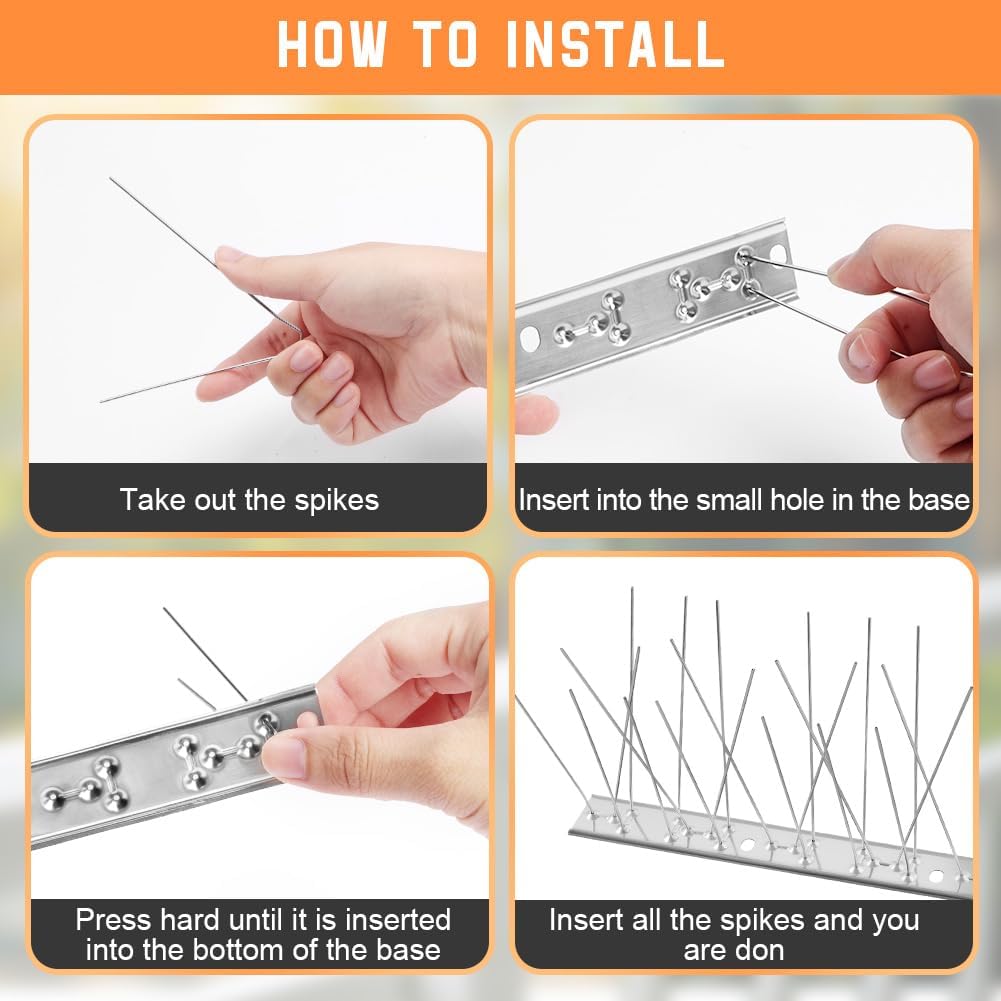 Detalle 2 de OFFCUP Stainless Steel Bird Spikes, 1.75 m Set with 7 Sections and 10 Cable Ties