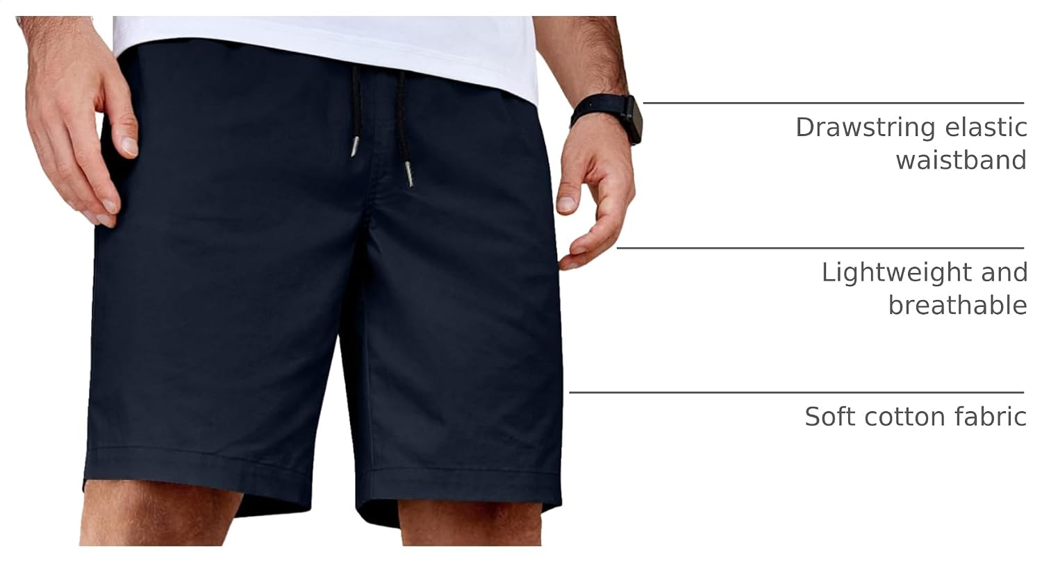 Detalle de COOFANDY Men's Casual Shorts: Cotton Drawstring Comfort for Summer