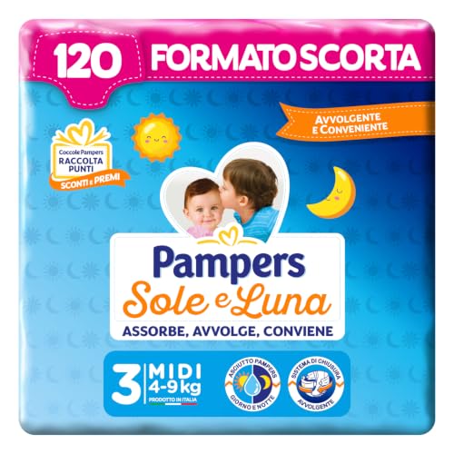 Detalle de Pampers Sole e Luna Pannolini Midi Taglia 3 (4-9 kg) – Pacco da 120 pezzi