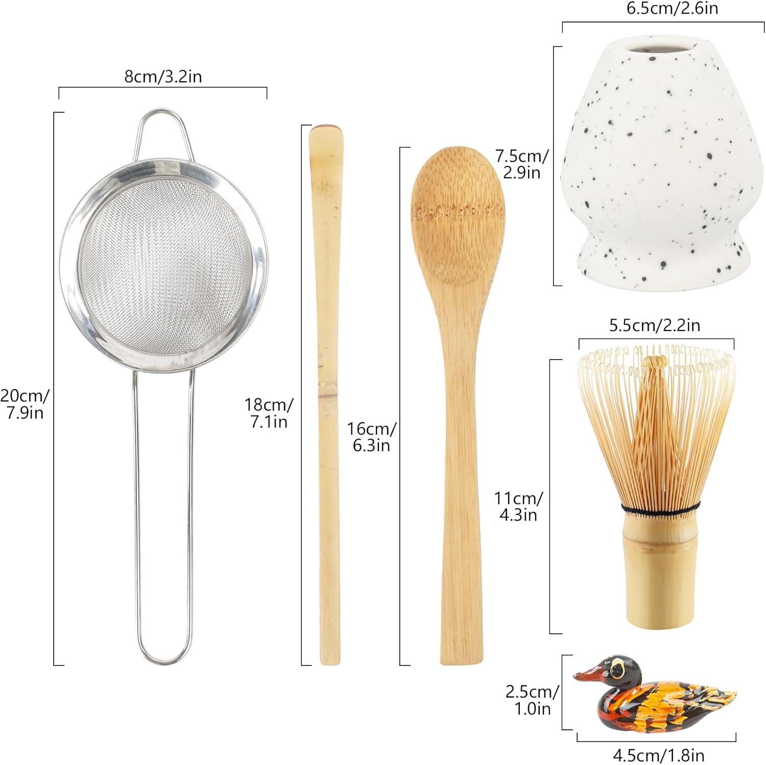 Thumbnail 1 de Nideen Matcha Whisk Set of 6 (White-02) – whisk, scoop, spoon, sifter & ceramic holder