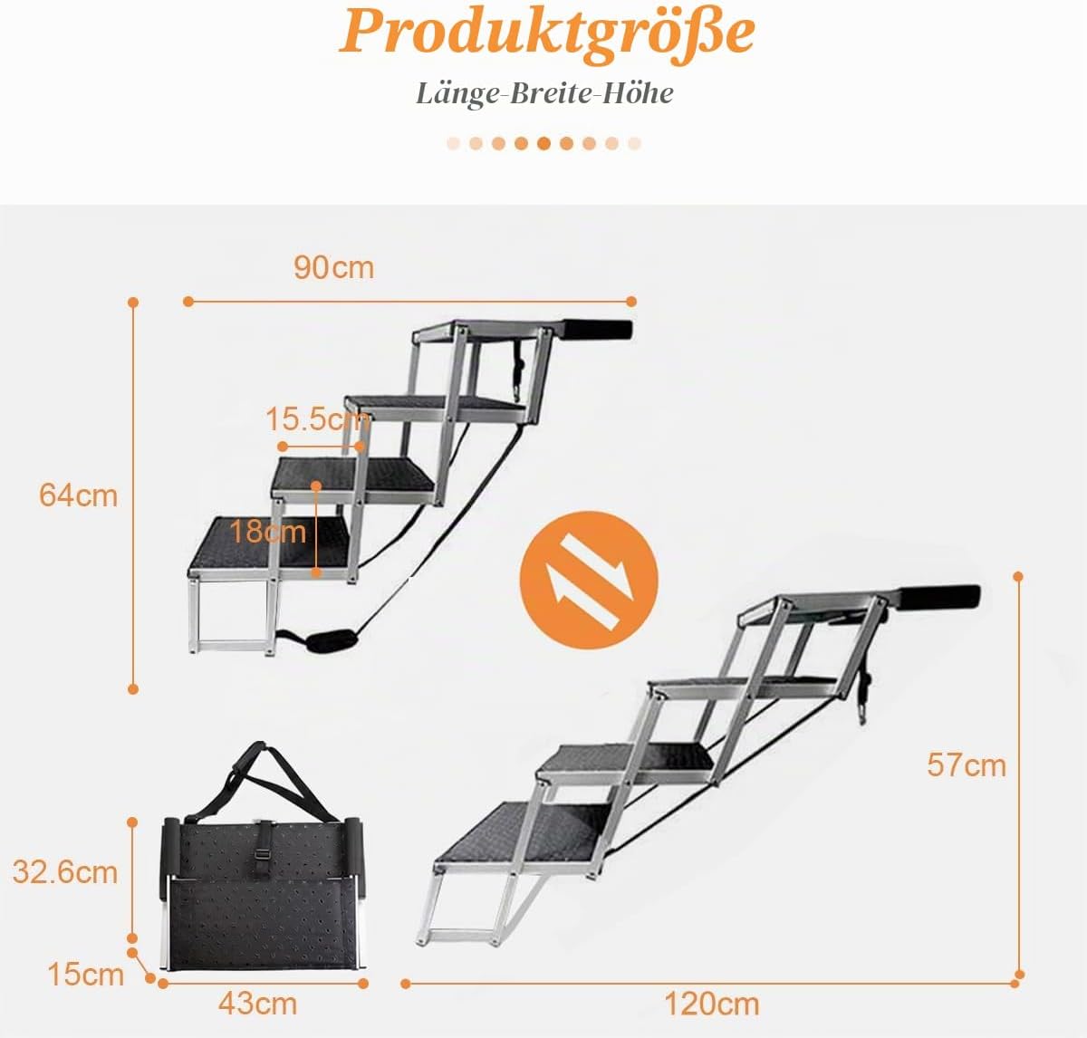 Detalle 2 de Bounabay Hundetreppe 4 Stufen, für Hunde bis 75 kg