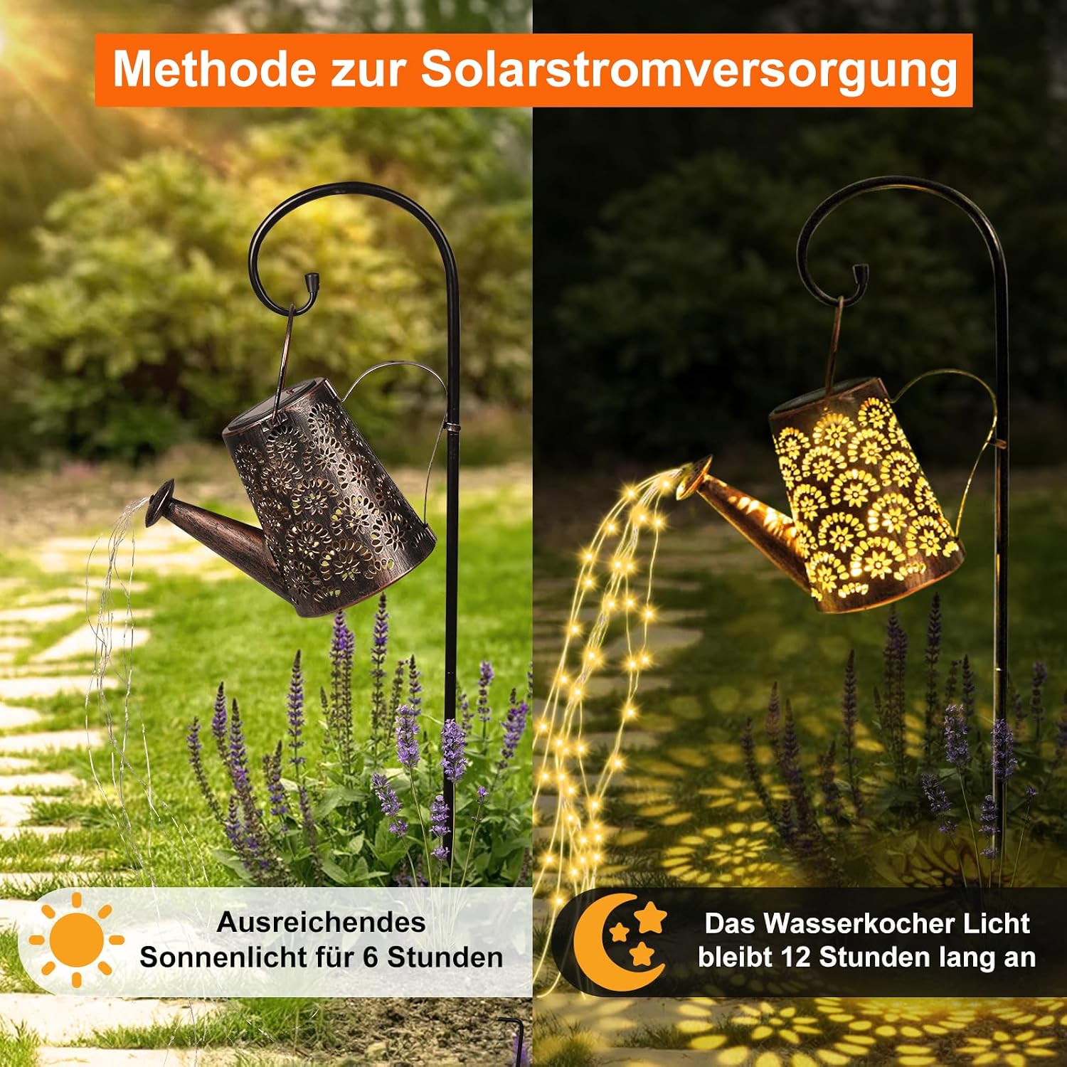Thumbnail 1 de OUILA Solar Gießkanne Lichterkette – Solarleuchte in Gießkanne mit IP65 Wasserdicht