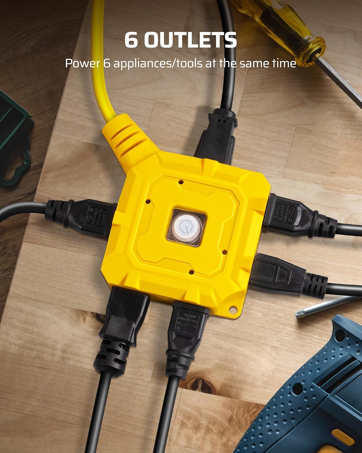 Detalle 2 de DEWENWILS DL-31C 25 ft Outdoor Extension Cord, 6 Outlets, 14/3 SJTW