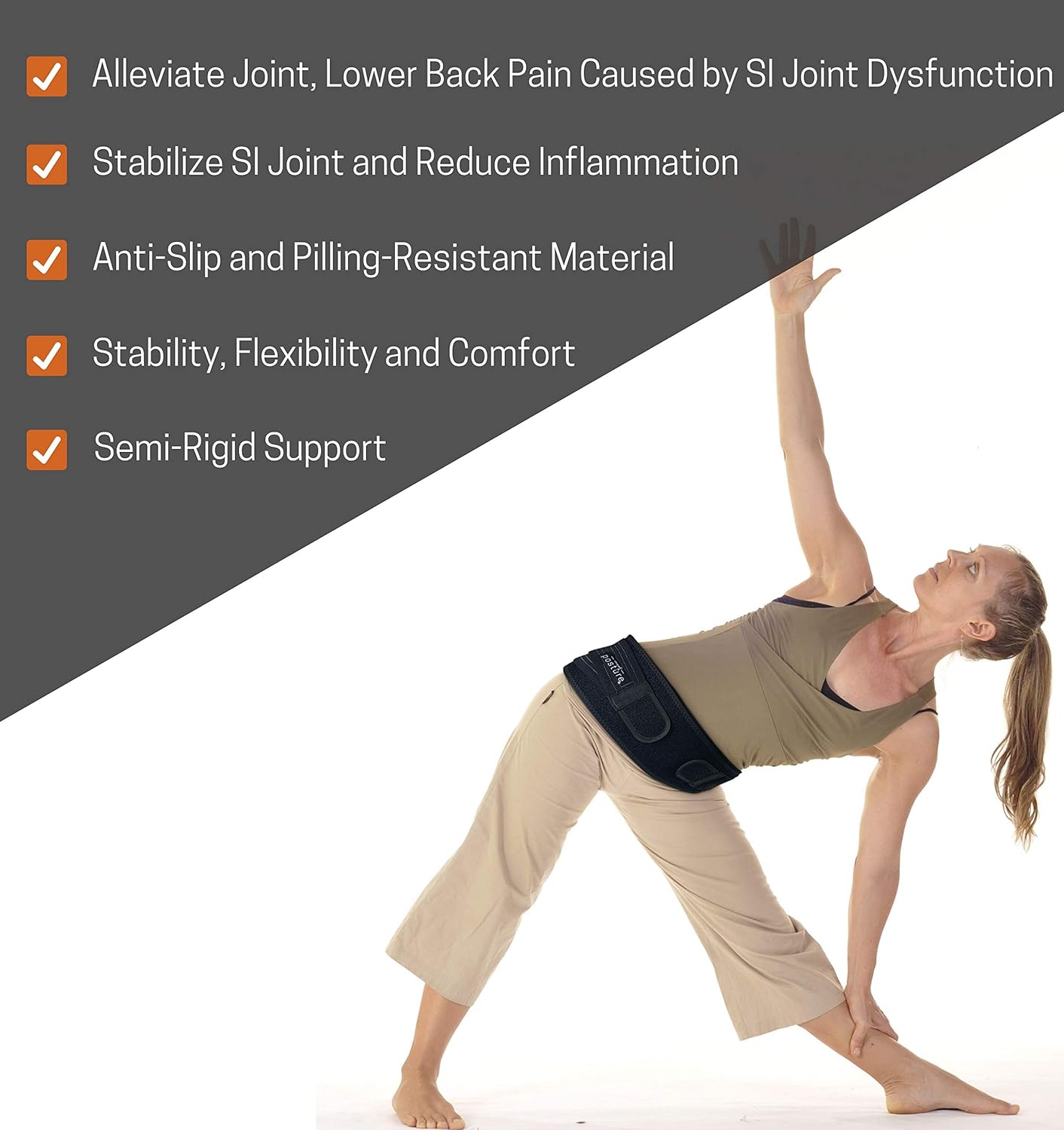 Detalle 2 de Vriksasana Sacroiliac Hip Belt for SI Joint Support (Regular, Black)