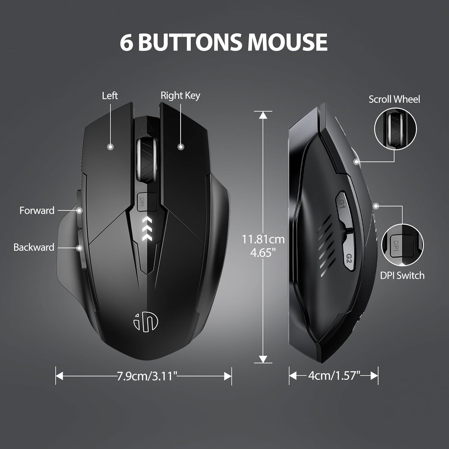 Thumbnail 6 de INPHIC Bluetooth Mouse 1600 DPI ergonomic portable mouse