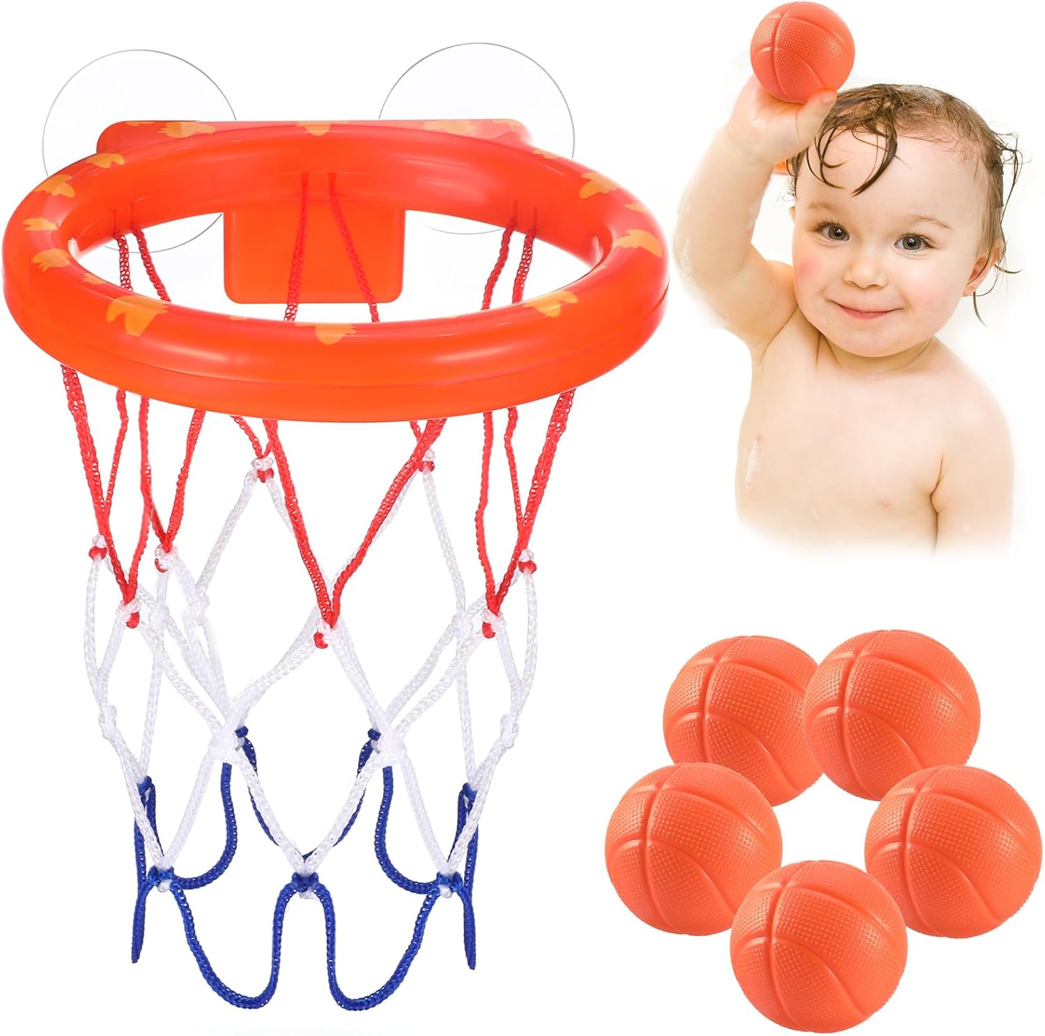 Baby Badewannenspielzeug 5 Bälle Basketballkorb