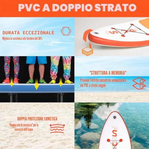 Detalle de FunWater Tavola SUP Gonfiabile Ultra Leggera - Accessori Completi Pagaia Regolabile Pompa Leash Pinne Ideale per Tutti i Livelli