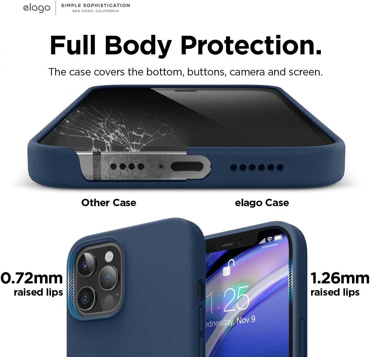 Detalle 2 de elago Coque Silicone Liquide en silicone premium pour iPhone 12 Pro Max 6,7” (Bleu marine) – protection antichoc à 3 couches