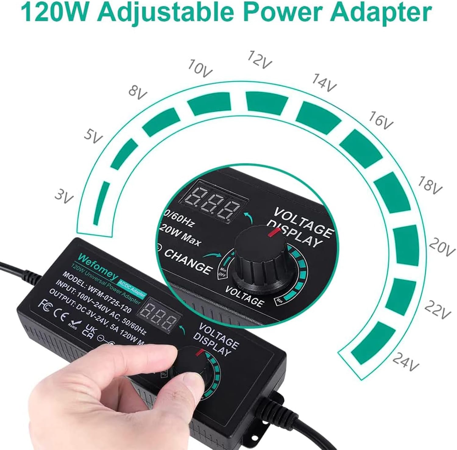 Detalle 2 de 3V-24V 5A Netzteil 120W mit LED Anzeige