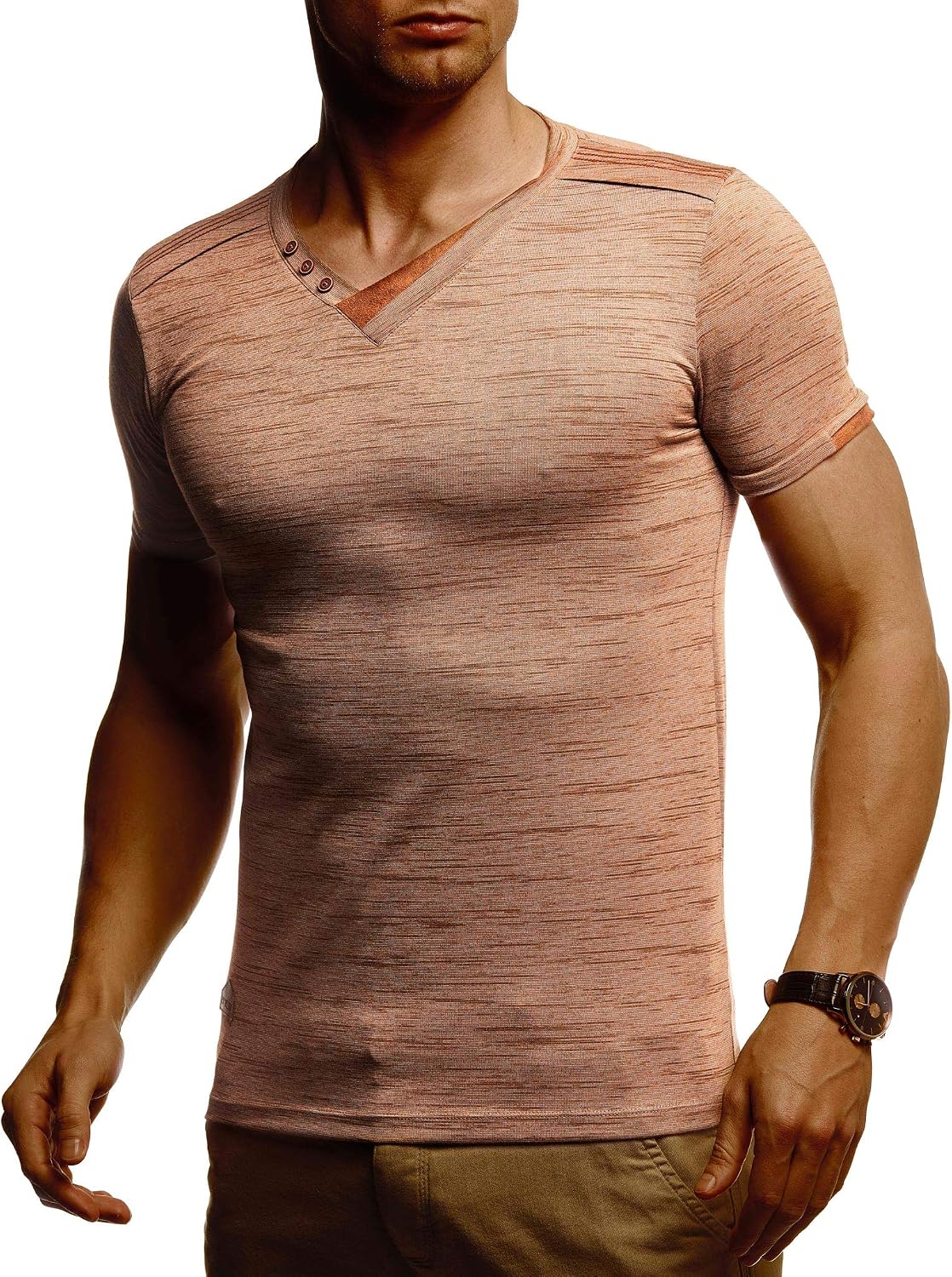 Thumbnail 6 de Leif Nelson LN1355 : T-shirt à manches courtes et col en V pour homme, coupe ajustée