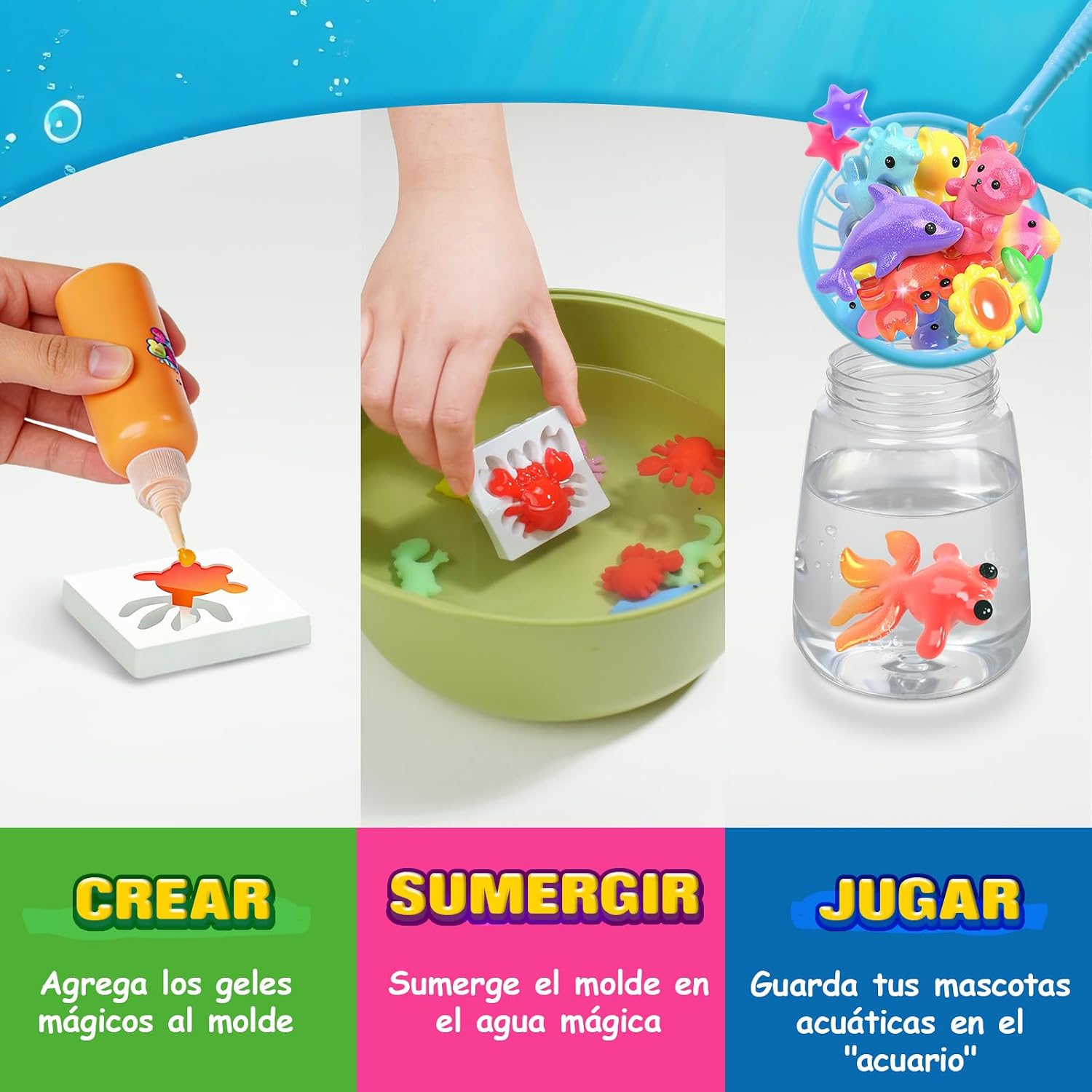 Detalle 2 de Coodoo Aqua Gelz Set: Juguete de Gel de Agua Mágico 3D DIY
