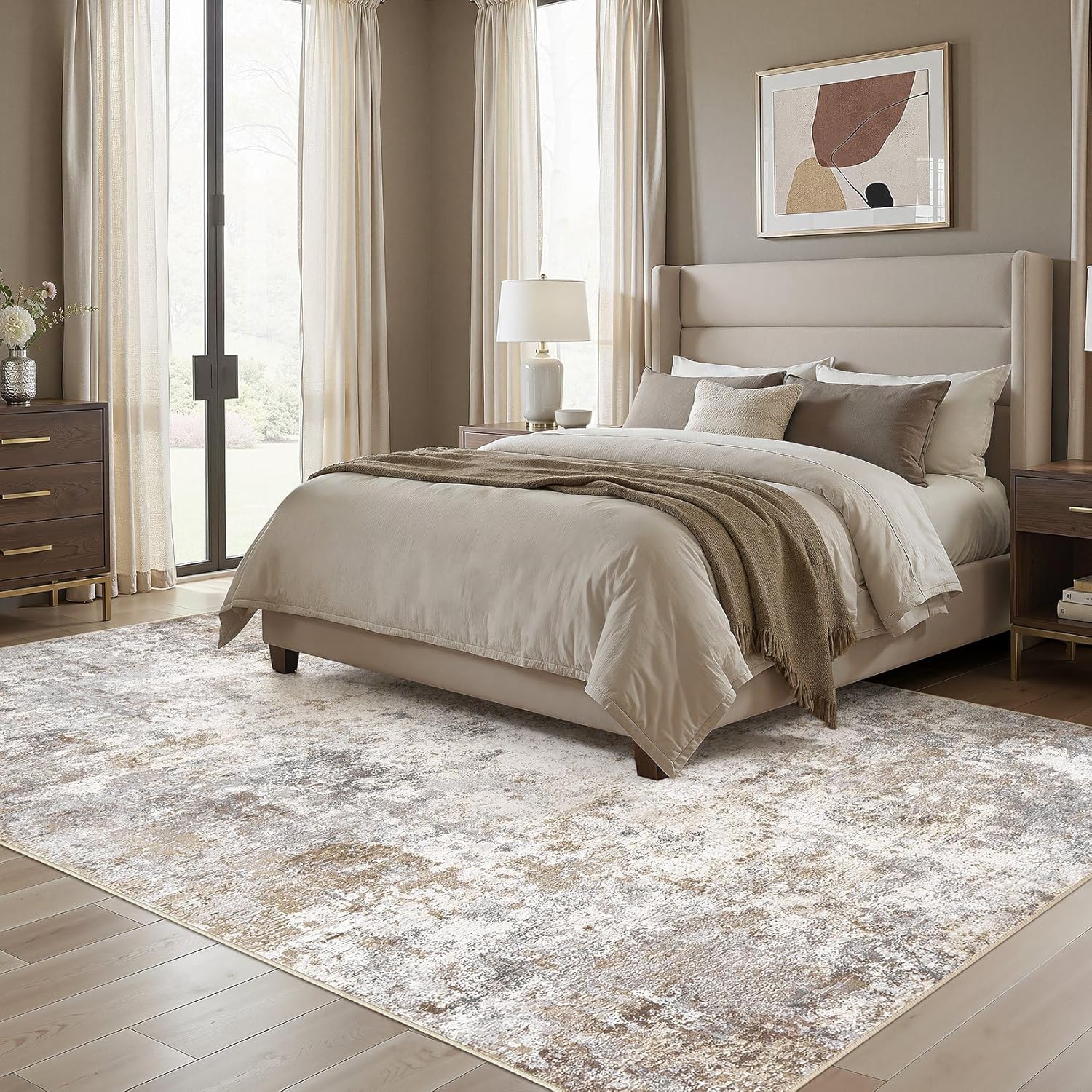 Thumbnail 1 de UERMEI 6x9 Area Rug: Neutral Abstract, Washable, Non-Slip, for Living Room