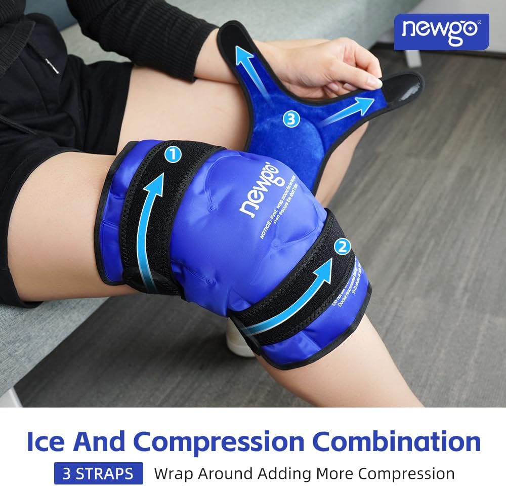 Thumbnail 4 de NEWGO XXXL Gel-Kühlmanschette für das Knie – wiederverwendbare Kältebandage mit 3 verstellbaren Bändern